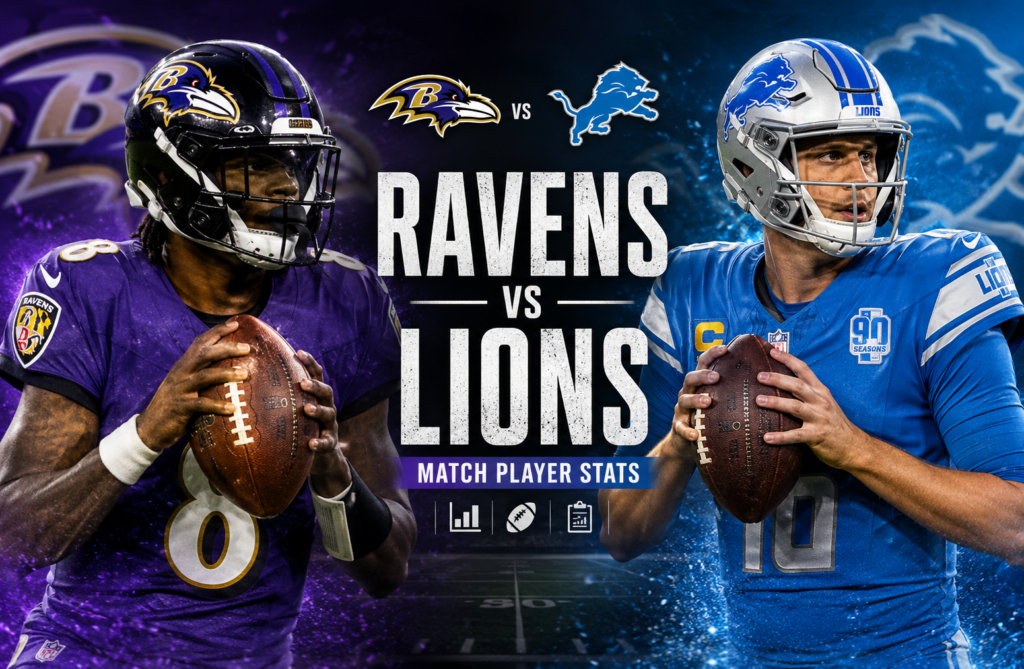 Baltimore Ravens vs Detroit Lions Match Player Stats