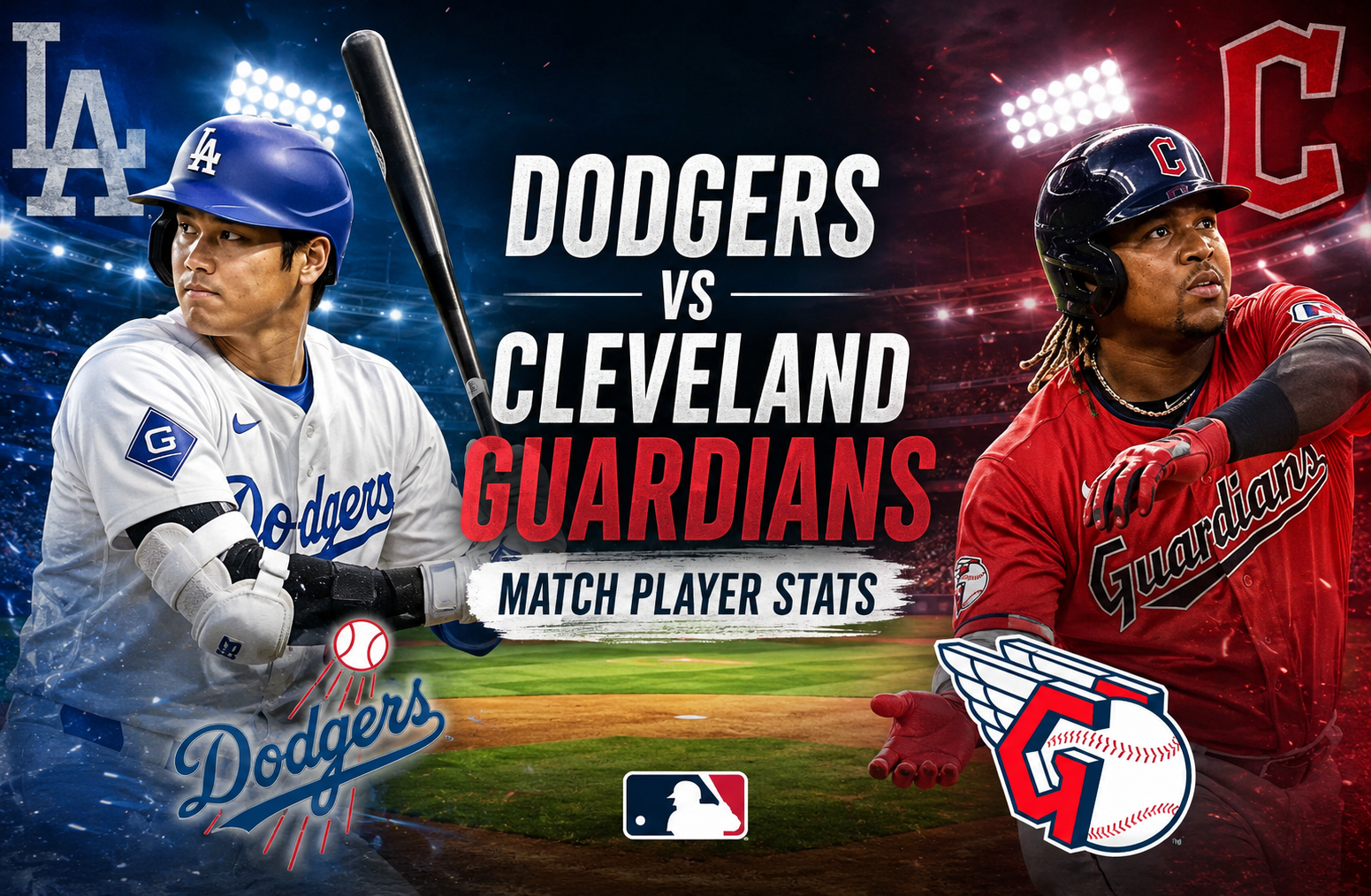 Dodgers vs Cleveland Guardians Match Player Stats